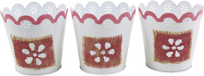 

Store Indya Plant Container(Metal, External Height - 10 cm cm), White