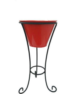 

Green Gardenia Garden Plant Container(Metal, External Height - 18 cm), Red