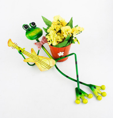 

Green Girgit Plant Container(Metal, External Height - 14.5 cm), Multicolor