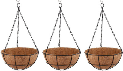 

Minerva Naturals COIR HANGING Plant Container Set(Pack of 3, Metal, Wood)