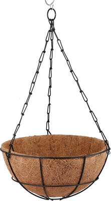 

Minerva Naturals 10" coir hanging pot Plant Container(Metal, External Height - 10 cm), Black