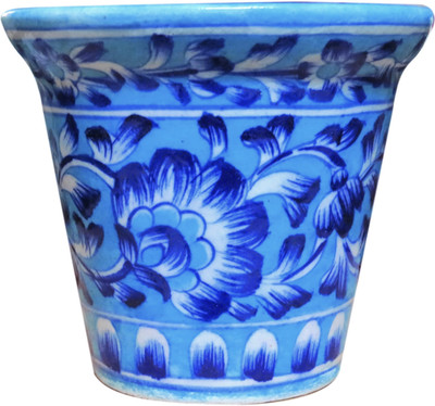 

Aurea Plant Container(Ceramic, External Height - 12 cm), Blue