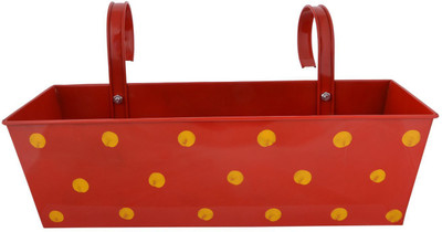 Green Girgit Plant Container(Metal, External Height - 12.7 cm), Red
