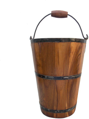

Indune Wooden Bucket - Medium Plant Container(Wood, External Height - 30 cm), Brown