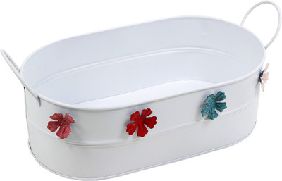 

Store Indya Plant Container(Metal, External Height - 9 cm cm), White