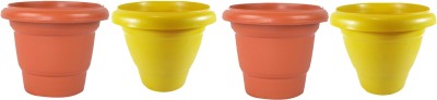 

Naina garden Plant Container(Plastic, External Height - planter 1:23 cm), Brown;yellow