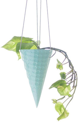 

Poppadum Art Ice-Cream Cone Planter Plant Container(Metal, External Height - 27.9 cm), Blue