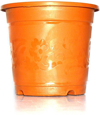 

SGS Floral Planter With Base Tray - Set Of 6 Plant Container(Plastic, External Height - 15 cm), Orange