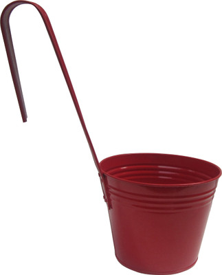 

Green Gardenia Plant Container(Metal, External Height - 16 cm), Red