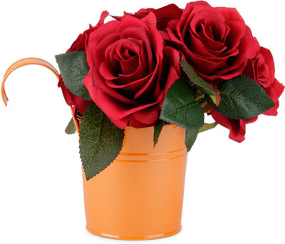

JB Collection Plant Container(Metal, External Height - 10 cm), Orange