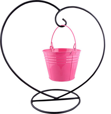 

Green Gardenia Garden Plant Container(Metal, External Height - Planter 1 - 40 cm, Planter 2 - 11 cm), Black;pink