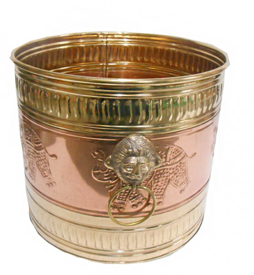 

Handicraftscart Plant Container(Metal, External Height - 27 cm), Multicolor