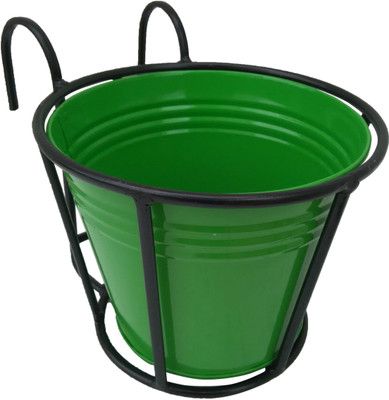 

Green Gardenia Garden Plant Container(Metal, External Height - 17 cm)