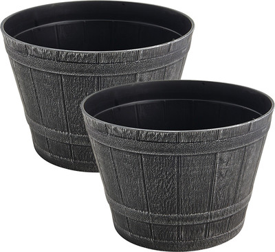 

Citigardener Set of 2 Medium Silver Roman Medival Style Garden Pots (Diameter 30cm x Height 21cm) Plant Container(Plastic, External Height - Planter 1 - 21 cm)