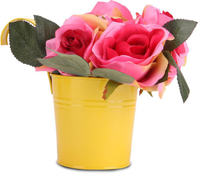 

JB Collection Plant Container(Metal, External Height - 10 cm), Yellow