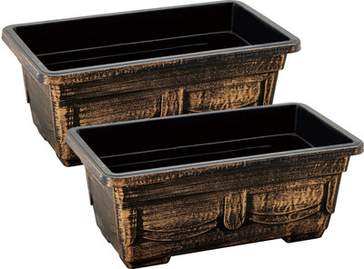 

Citigardener Set of 2 Large Gold Rectangular Chest Garden Pots (L44.5 x W20.5 x H14) Plant Container(Plastic, External Height - Planter 1 - 14 cm)