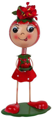 

Wonderland Straberry Girl Plant Container(Metal, External Height - 36 cm), Red