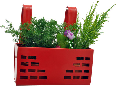 

First Smart Deal Plant Container(Metal, External Height - 15 cm), Red