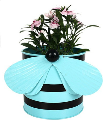 TrustBasket Bee Planter Plant Container(Metal, External Height - 15 cm), Multicolor