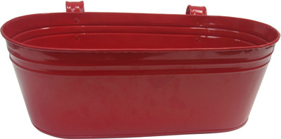 Green Gardenia Plant Container(Metal, External Height - 16 cm), Red