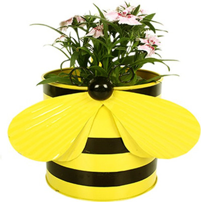 TrustBasket Bee Planter-Yellow Plant Container(Metal, External Height - 15 cm) at flipkart