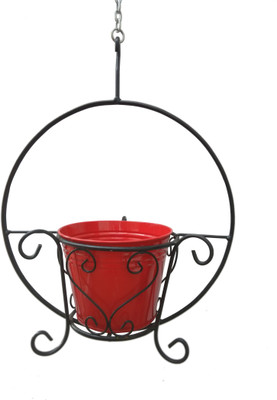 

Green Gardenia Garden Plant Container(Metal, External Height - 15 cm), Red