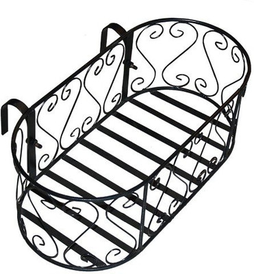 

Minerva Naturals Balcony Railing Planter oval (METAL) Plant Container(Metal, External Height - 14 cm), Black;red