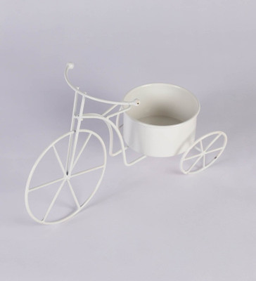 

Green Girgit Plant Container(Metal, External Height - 30 cm), White