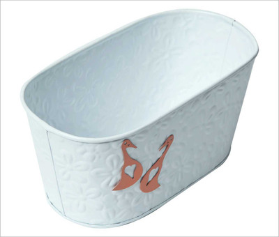 

Color Palatte Plant Container(Metal, External Height - 10 cm cm), White