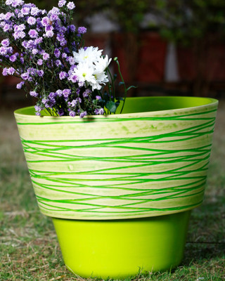 AGRILABH HOME & KITCHEN GARDEN Plant Container(Plastic, External Height - 25.2 cm), Yellow