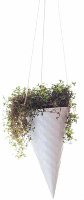 

Poppadum Art Ice-Cream Cone Planter Plant Container(Metal, External Height - 27.9 cm), White