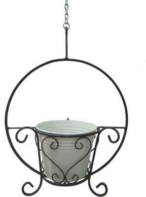 

Green Gardenia Garden Plant Container(Metal, External Height - 15 cm), White