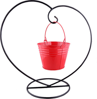 

Green Gardenia Garden Plant Container(Metal, External Height - Planter 1 - 40 cm, Planter 2 - 11 cm), Black;red