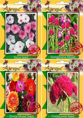 Airex Vinca,Gomphrena Mixed,Zinnia Mixed and Cockscomb Seed(25 per packet)
