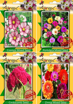 Airex Cosmos Mixed,Portulaca Mixed,Cockscom and Zinnia Mixed Seed(25 per packet)