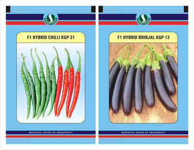 

Sungro Seeds Limited Sungro Hybrid Chilli and Brinjal Long Seeds Combo Pack Seed(50 per packet)