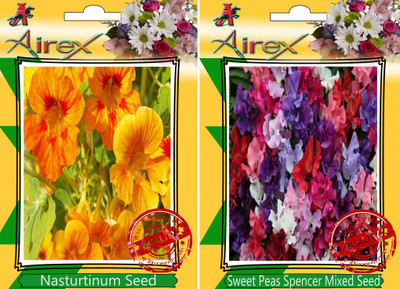 Airex Nasturtium Mixed, Sweet Peas Spencer Mixed Seed(15 per packet)