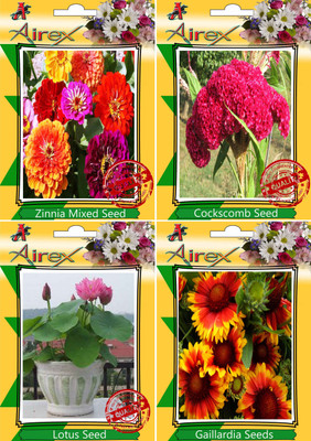 

Airex Zinnia Mixed,Cockscomb,Lotus and gaillardia Seed(20 per packet)