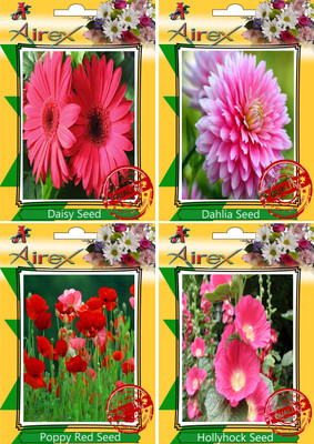 

Airex Daisy, Dahlia, Poppy Red, Hollyhock Seed(30 per packet)
