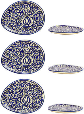 

Caffeine Blue Mughal Plate(Pack of 6)