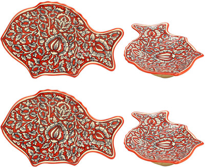 

Cafeine Red Mughal Plate(Pack of 4)