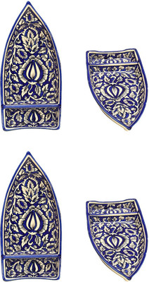 

Cafeine Blue Mughal Plate(Pack of 4)