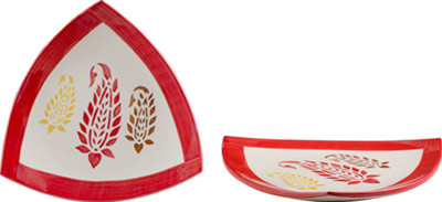 

Caffeine Red Boota Plate(Pack of 2)