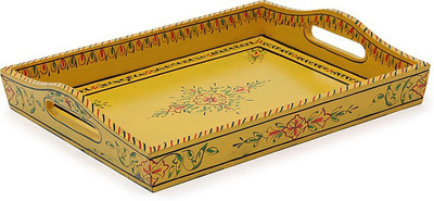 

Kaushalam Large Painted: Yellow Tray