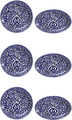 

Caffeine Blue Mughal Plate(Pack of 6)