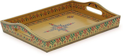 

Kaushalam Large Painted: Golden Tray