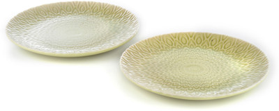 

Buono Casa Eudora Embossed Snacks Plate Set of 2 -Green Plate Set(Pack of 2)