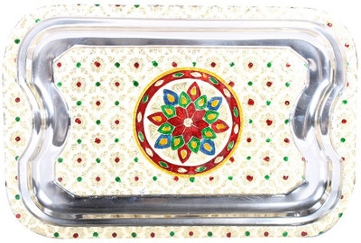 

Apkamart Handcrafted Steel Serving Tray - 14 Inch-Utility Article and Gift Tray