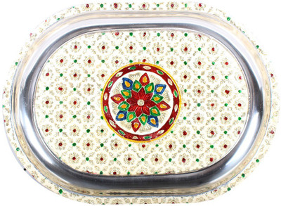 

Apkamart Handicraft Oval Shaped Serving Tray - 14 Inch- Utility Article and Gift Tray