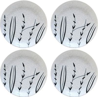 Caffeine White Bamboo Plate(Pack of 4)